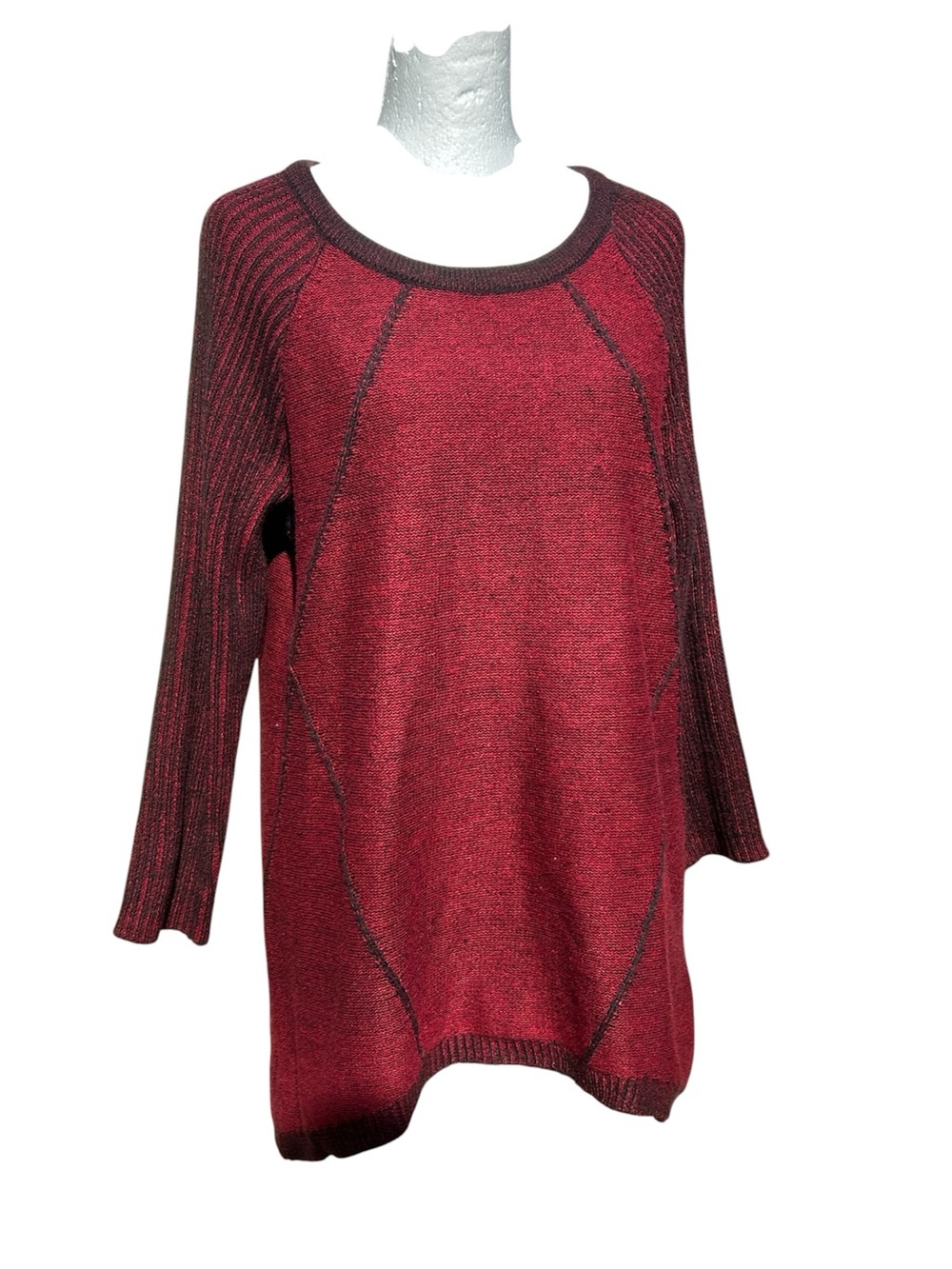 Cable and Gauge Maroon Burgundy Sweater Tunic Raglan Sleeves
